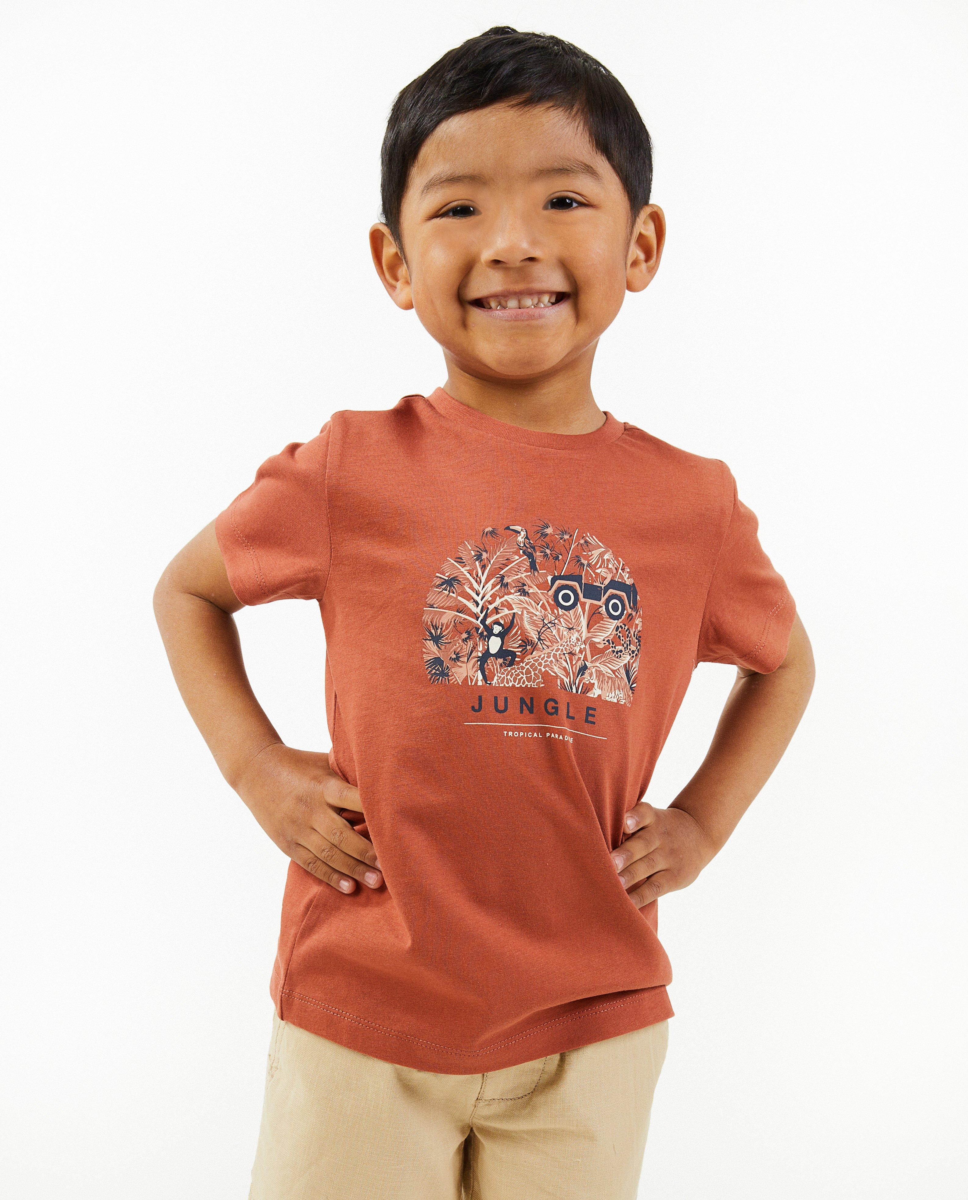 Tricou Kidz Nation din bumbac organic, 2-7 ani, teracotă