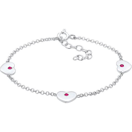Elli Armband Kinder Herzen Rosa Kristalle Silber