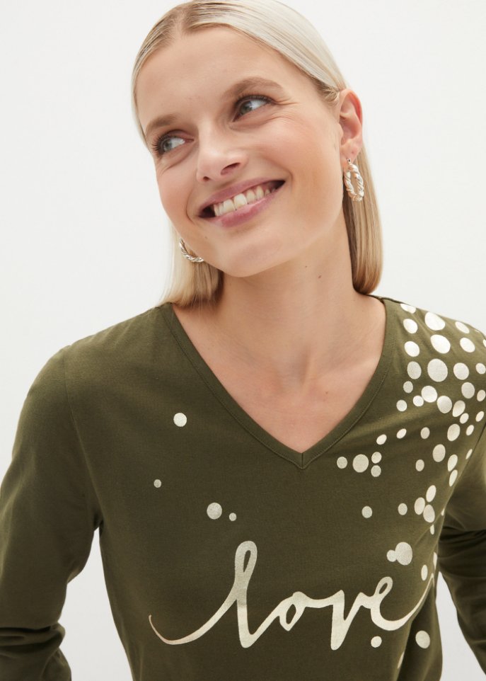 Langarmshirt mit Metallic-Print