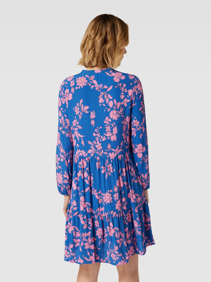 Knielanges Kleid aus Viskose mit floralem Muster in royalblau
