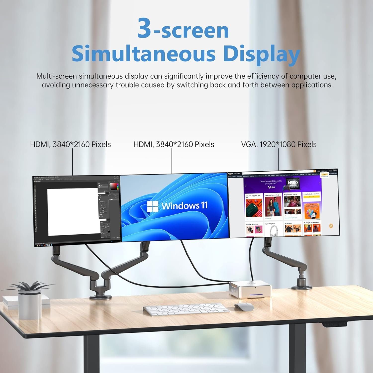 ACEMAGICIAN Mini-PC (Intel Celeron N5105, UHD Graphics 450MHz-800MHz, 12 GB RAM, 256 GB SSD, 4K HD Dual HDMI, Dual Band WiFi 2,4G/5G, BT 4.2, Gigabit Ethernet)