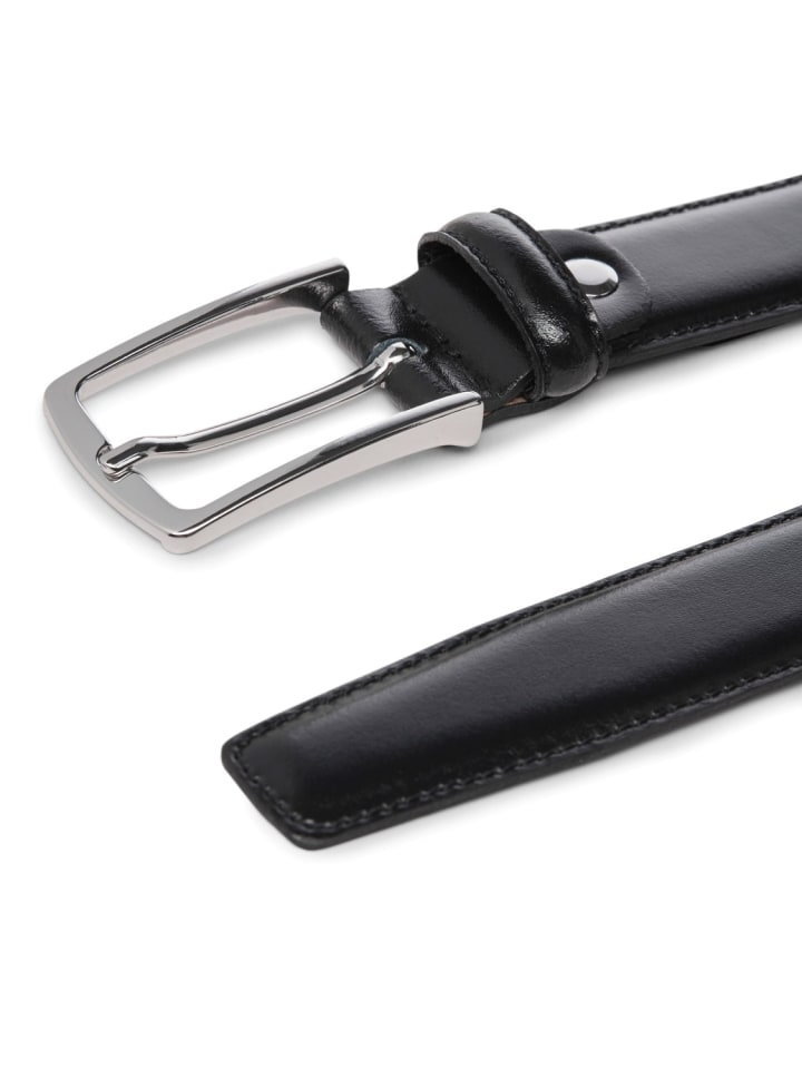 Jack & Jones Legerer Echtleder Gürtel Leather Belt JACCHRISTOPHER in Schwarz günstig kaufen 90 cm