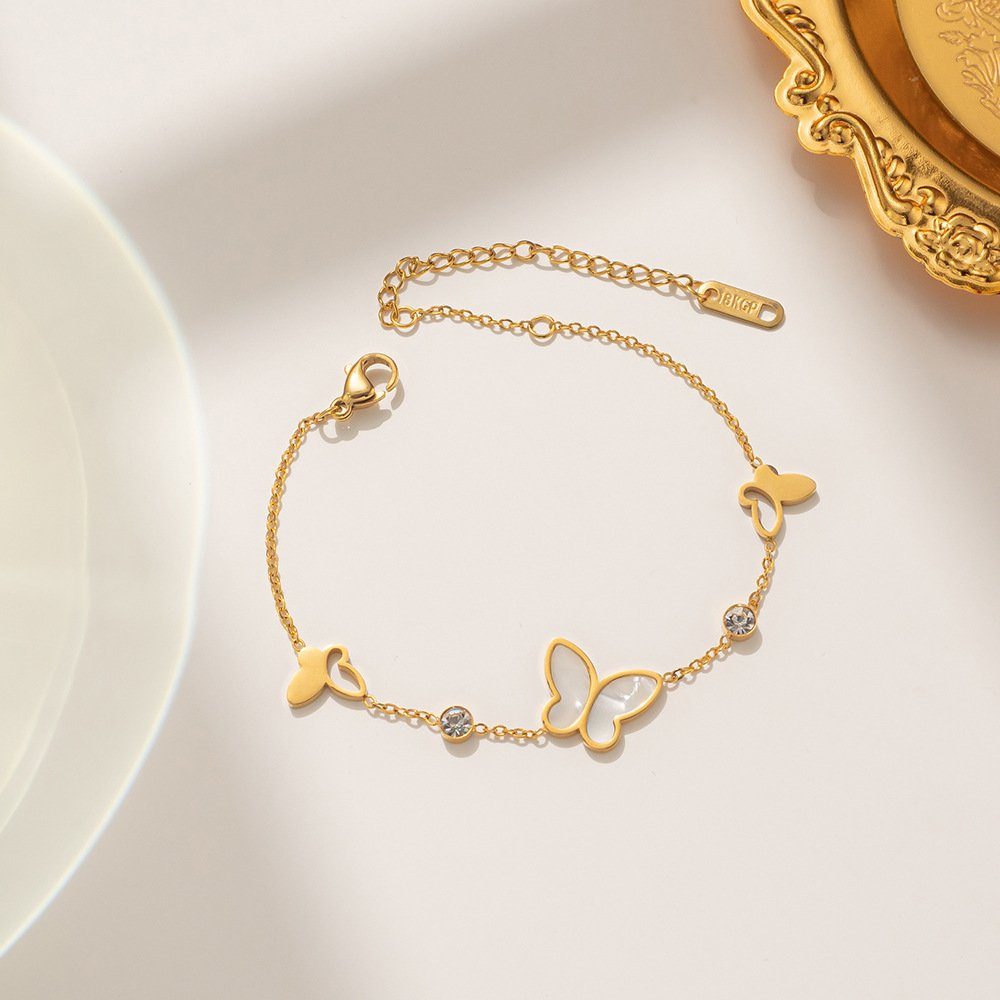 ENGELSINN Goldarmband Armreif Armband Kettenarmband Gold Schmetterling Perlmutt (1-tlg), inkl. Geschenkbox