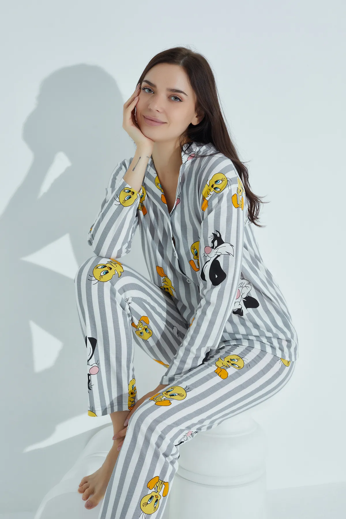 STRAWBERRY  Pyjama-Set aus Baumwolle mit Knöpfen