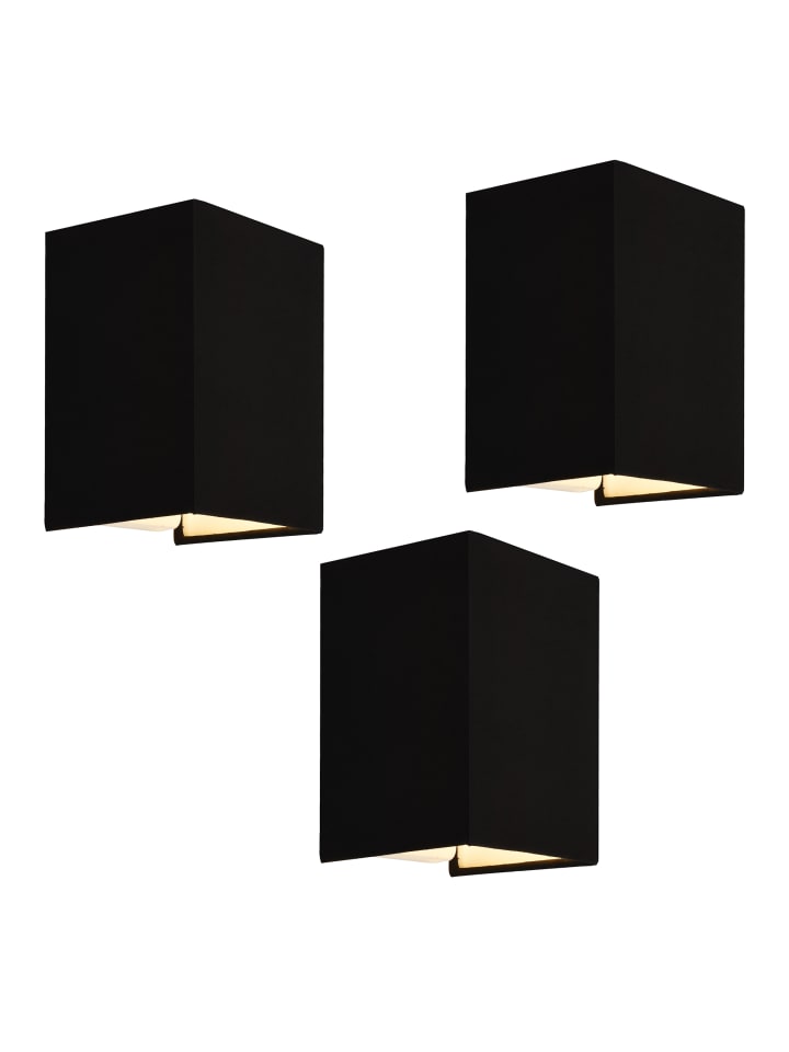 lux.pro Wandleuchte Schwerin 3er Set in Schwarz (H)20cm (B)16cm (T)13cm günstig kaufen onesize