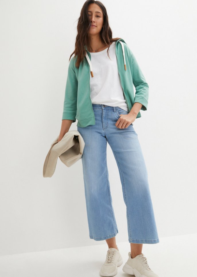 Lockere Sweatjacke, 3/4-Arm