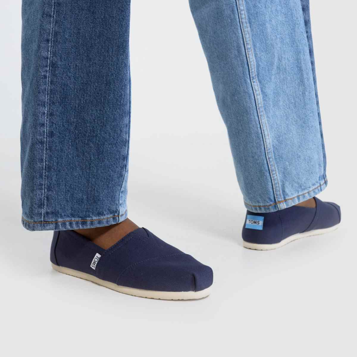 TOMS alp pamut lapos cipők sötétkék színben