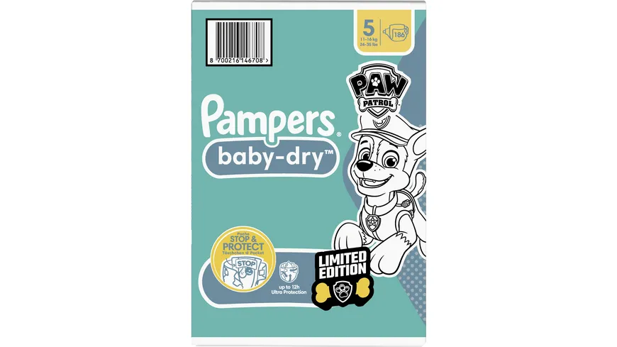 Pampers Baby Dry Paw Patrol Windeln Gr.5 Junior 11-16kg MonatsBox