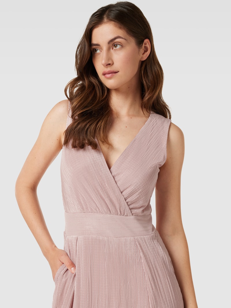 Jumpsuit mit feinen Plisseefalten in metallic rosa meliert