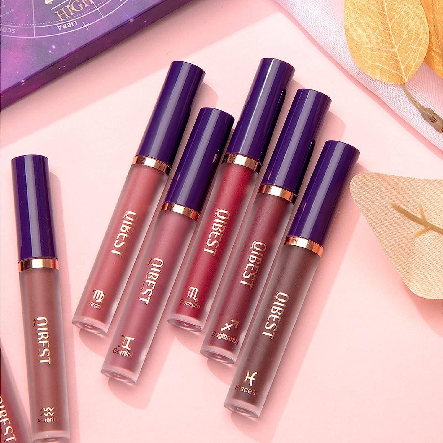 Haiaveng Lippenstift-Set 12 Farben matt flüssiger lippenstift set lipgloss set Make-up, Wasserdichte flüssige Lippen stifte für Damen