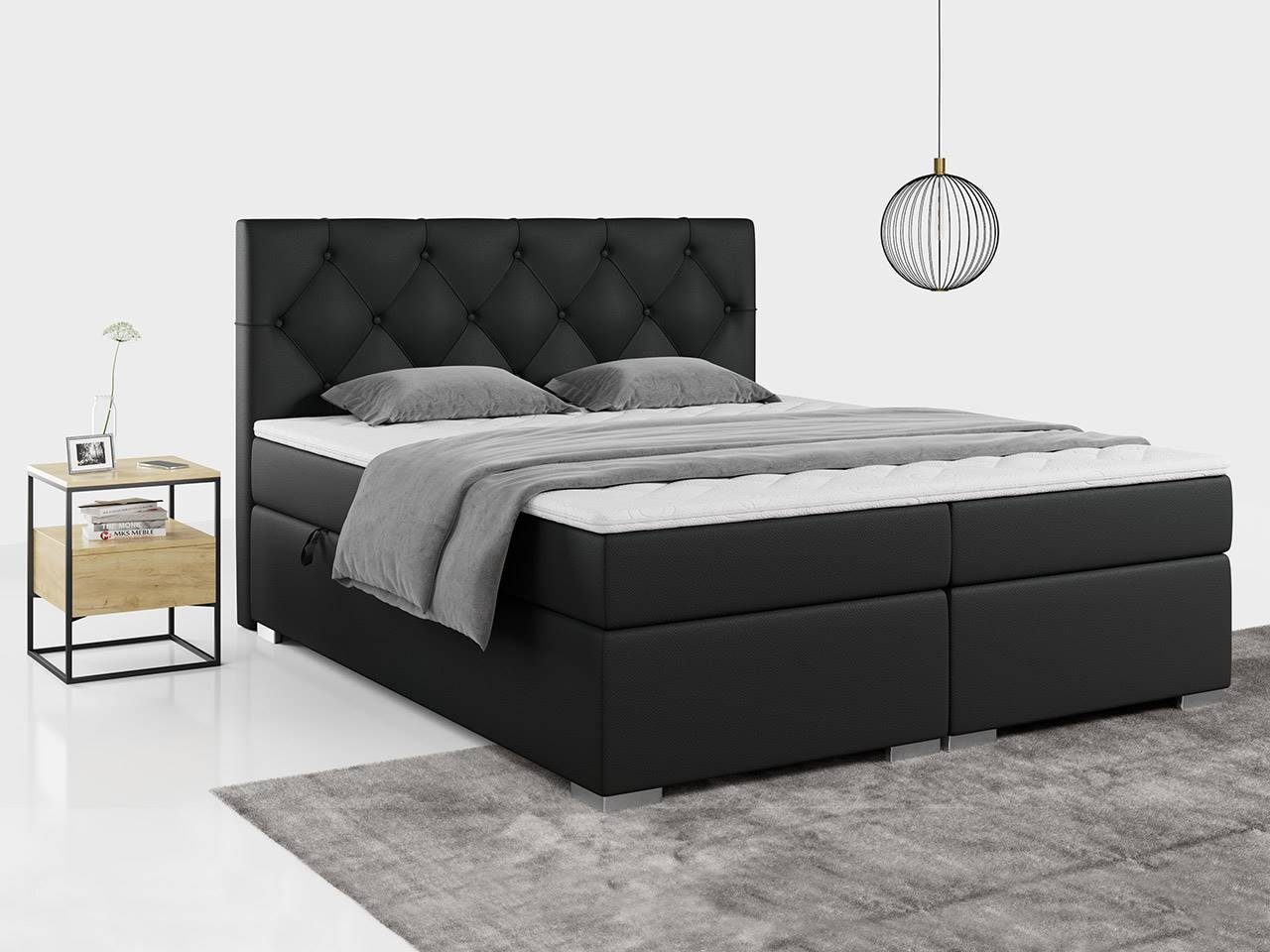 MKS MÖBEL Boxspringbett ALDA, Doppelbett mit Multipocket-Matratze - Modern Bett