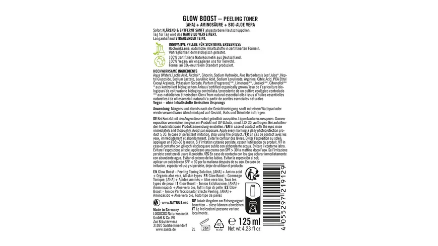 SANTE Glow Boost Peeling Toner 125 ml