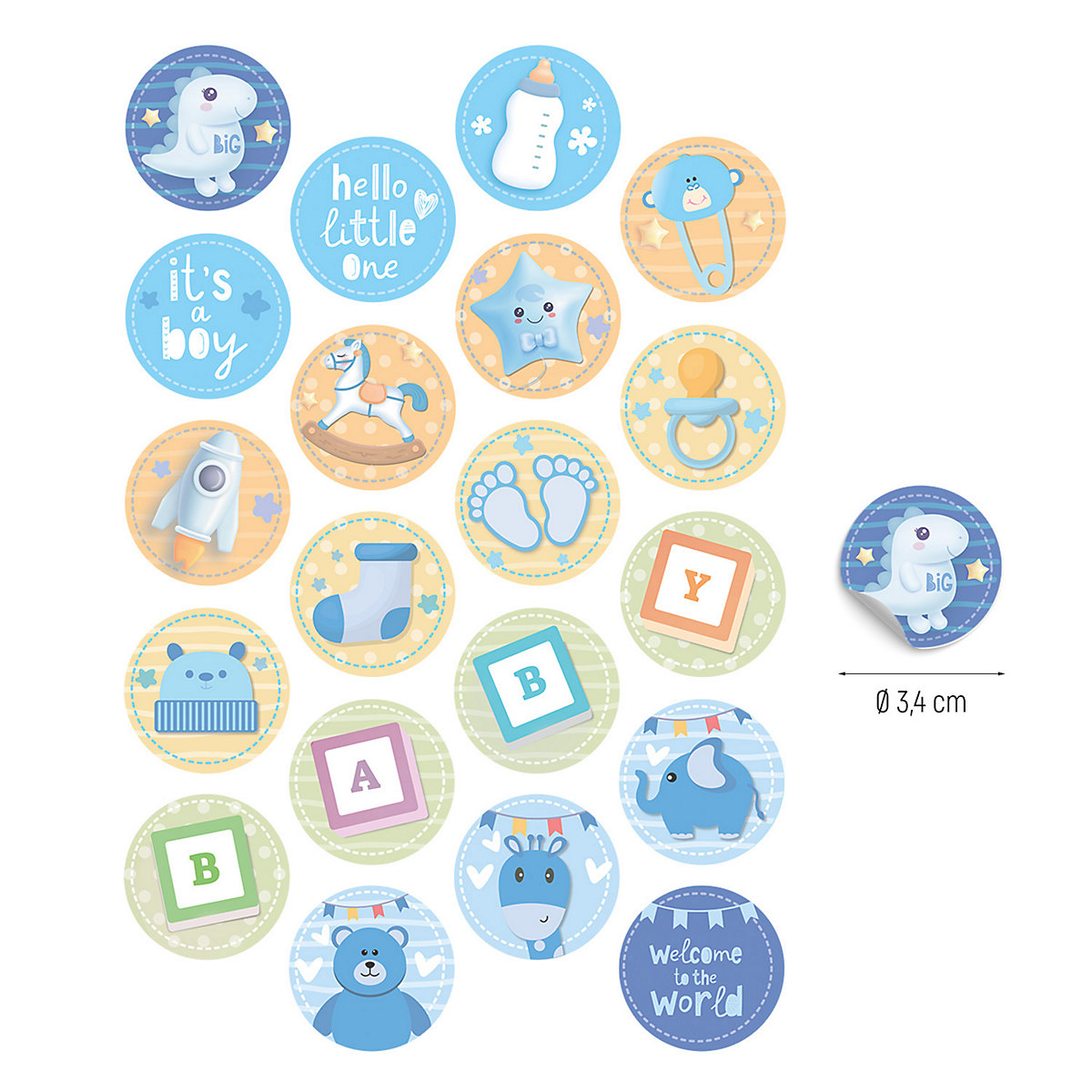 Essbare Mini-Tortenaufleger Babyparty