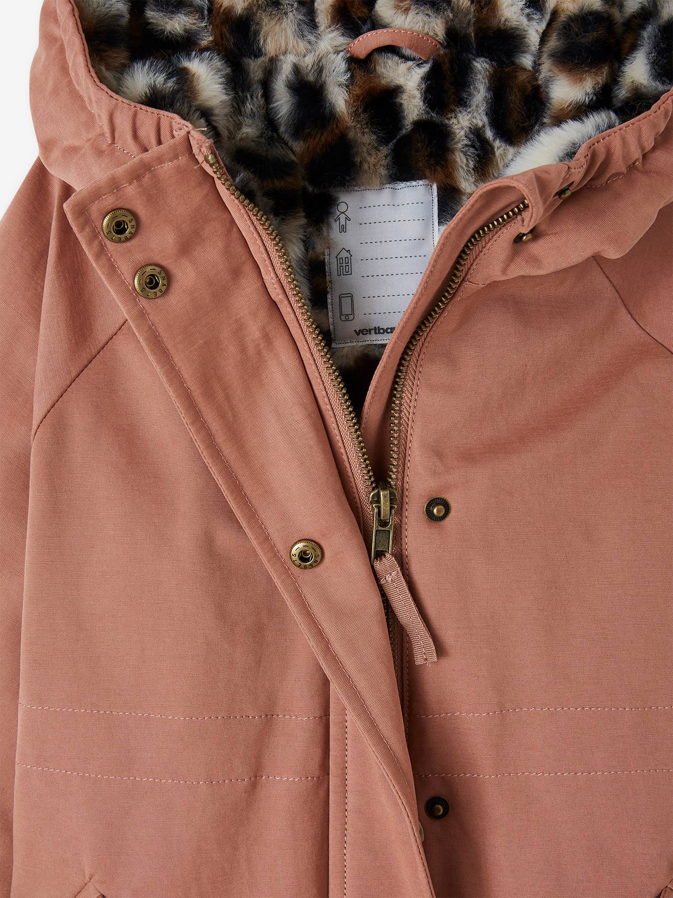 Vertbaudet Mädchen Winterjacke mit Kapuze, Wattierung Recycling-Polyester - altrosa