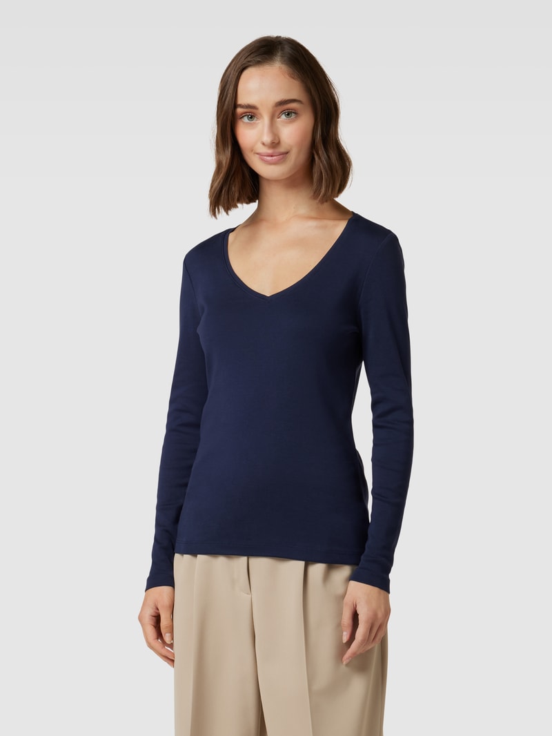 Longsleeve mit V-Ausschnitt in dunkelblau