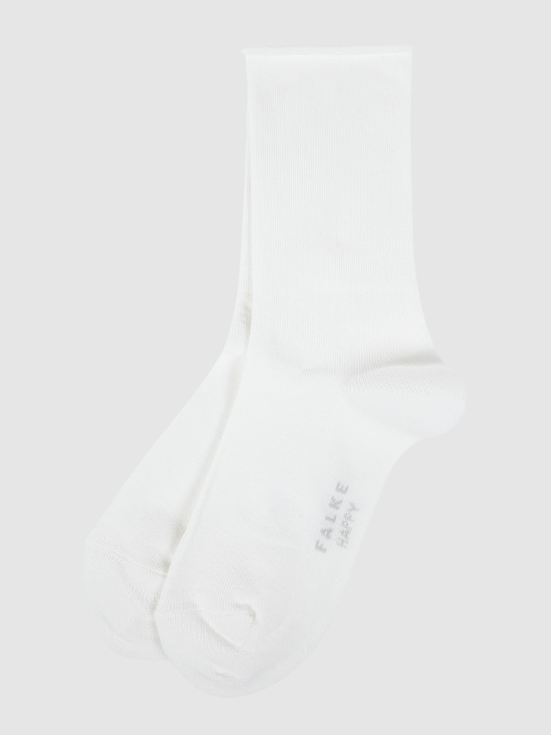 Socken mit Stretch-Anteil im 2er-Pack Modell 'Happy' in weiß