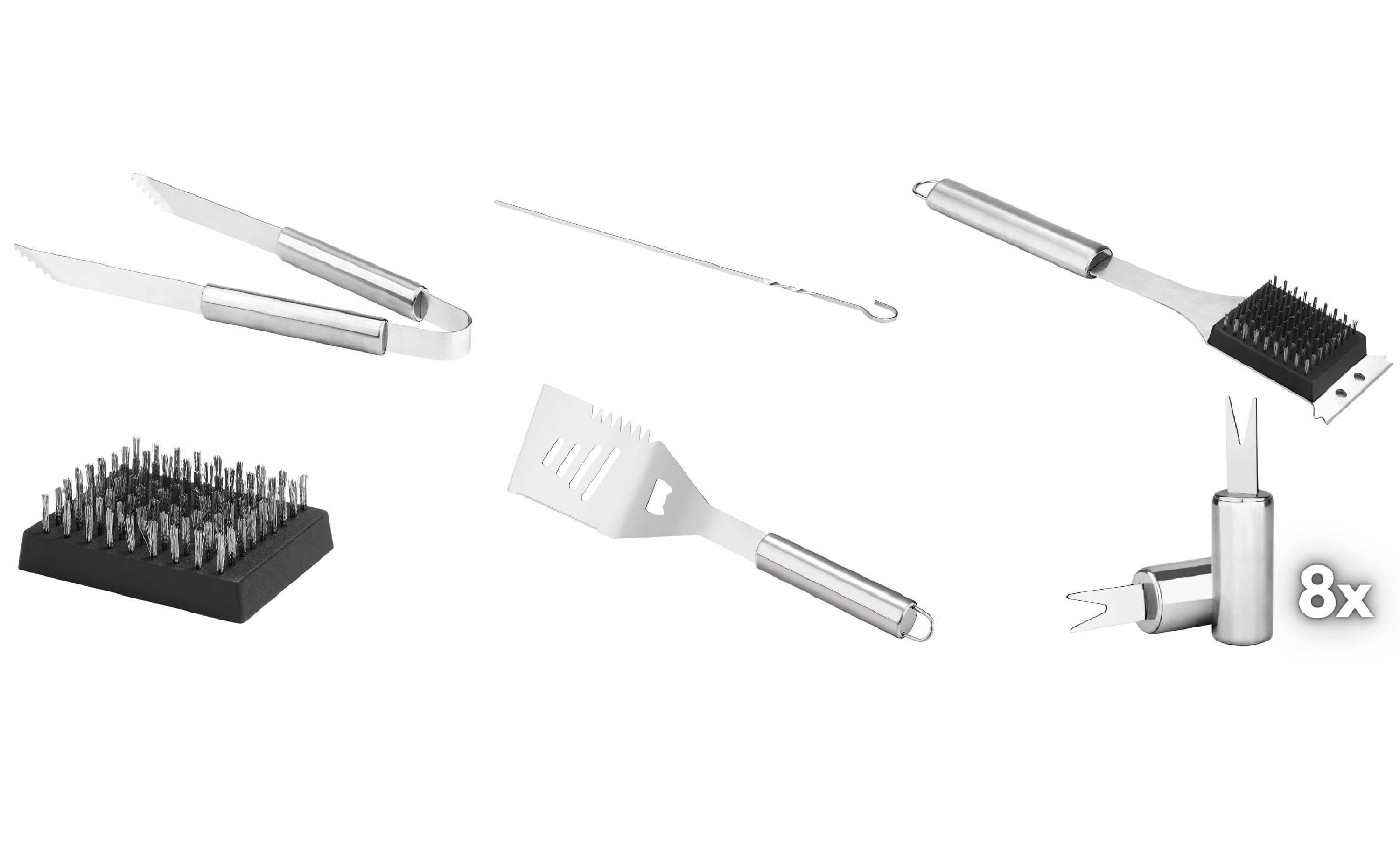 echos Grillbesteck-Set Eco-8090, (Set, 18 tlg., 18-teiliges Grillbesteck Set, Stabiler Alukoffer zur Aufbewahrung und zum Transport), 18-teiliges Grillbesteck Set, hochwertiges Edelstahl, Stabiler Alukoffer, Geschenkset