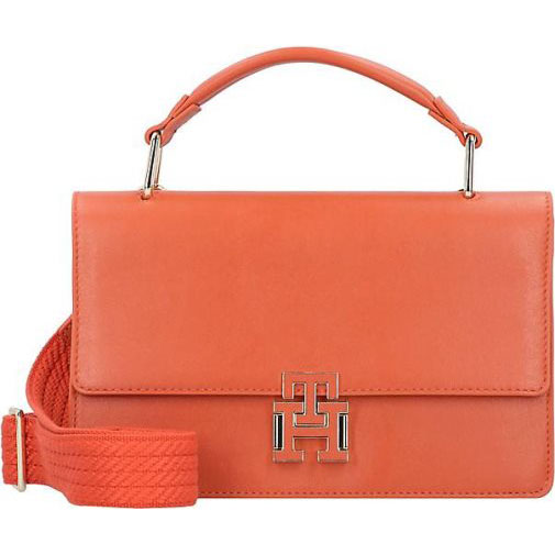 TOMMY HILFIGER Push Lock Leather Handtasche Leder 25 cm