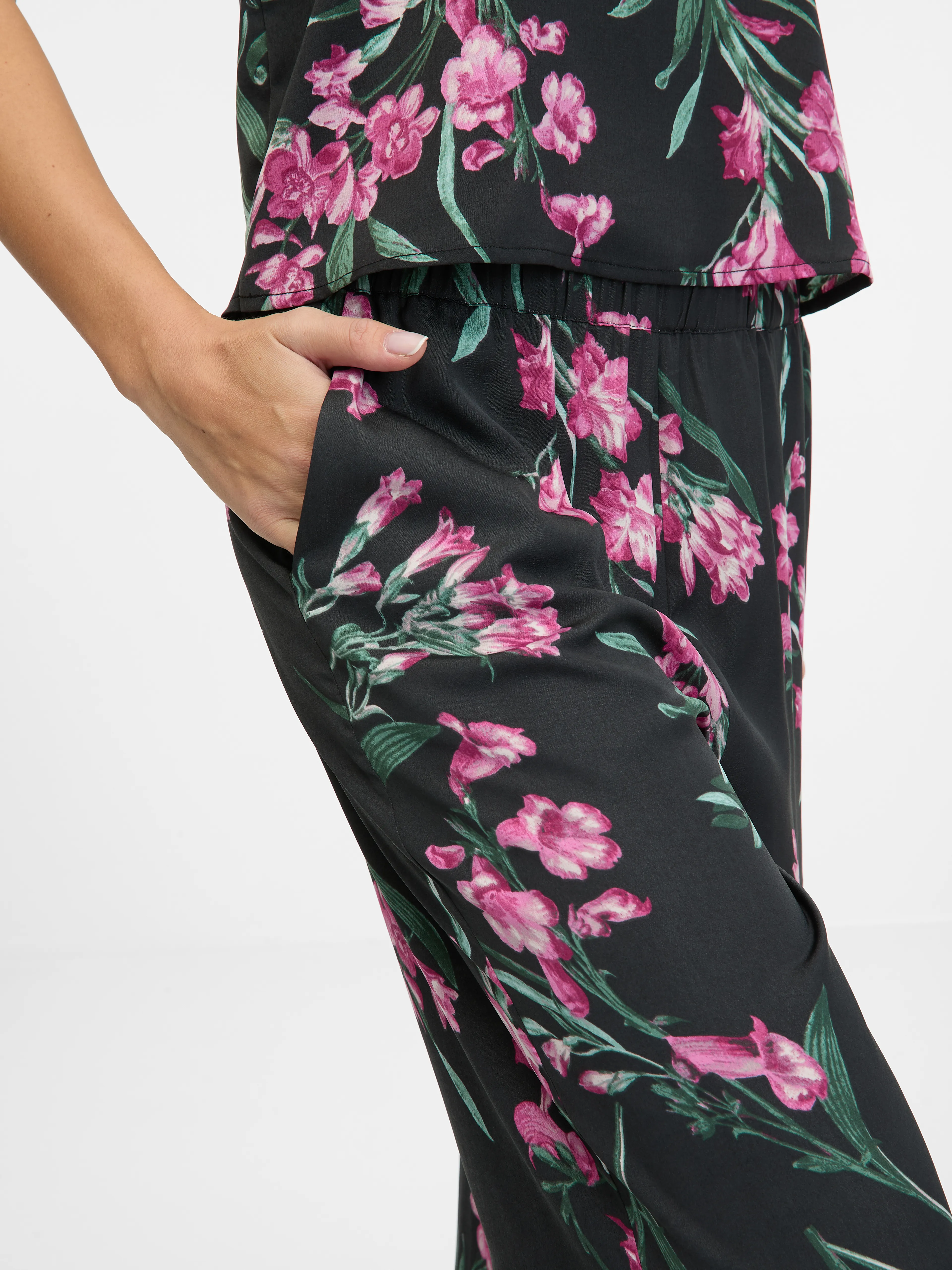 Schwarze Damen-Satin-Pyjamahose ORSAY