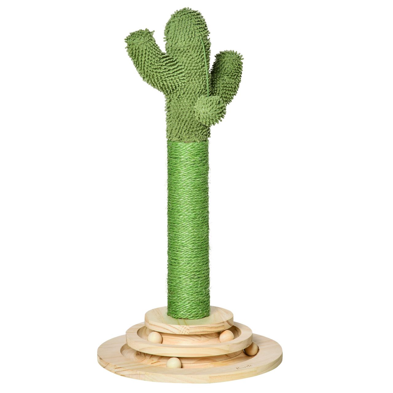 PawHut Kratzbaum Kaktus Spielzeug 65 cm Hoch Sisal Seil Kiefernholz Grün Natur