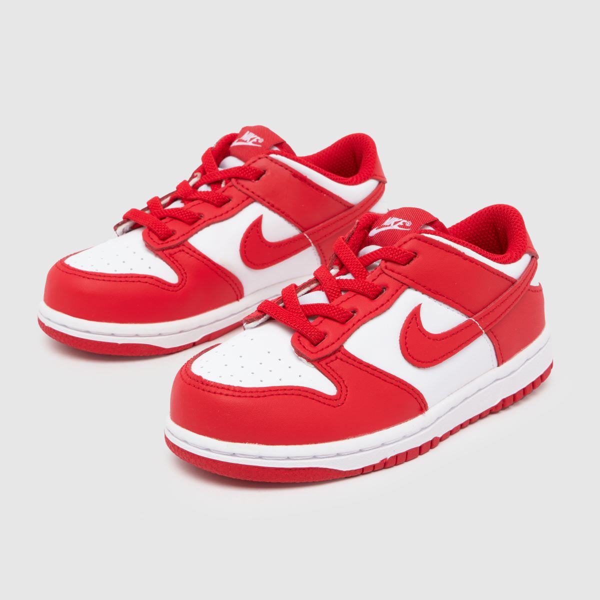Nike vita & röda Dunk Low pojkar småbarnsskor