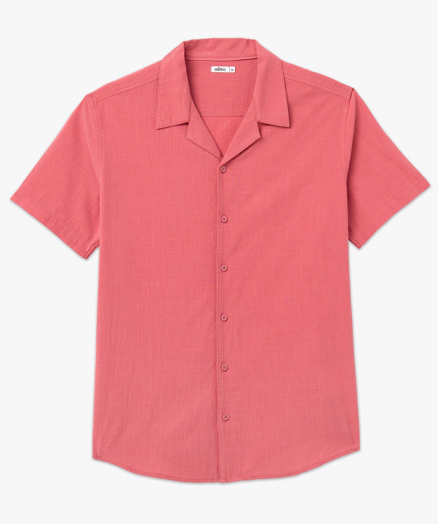 Chemise à manches courtes en coton froissé homme rose fonce | GEMO