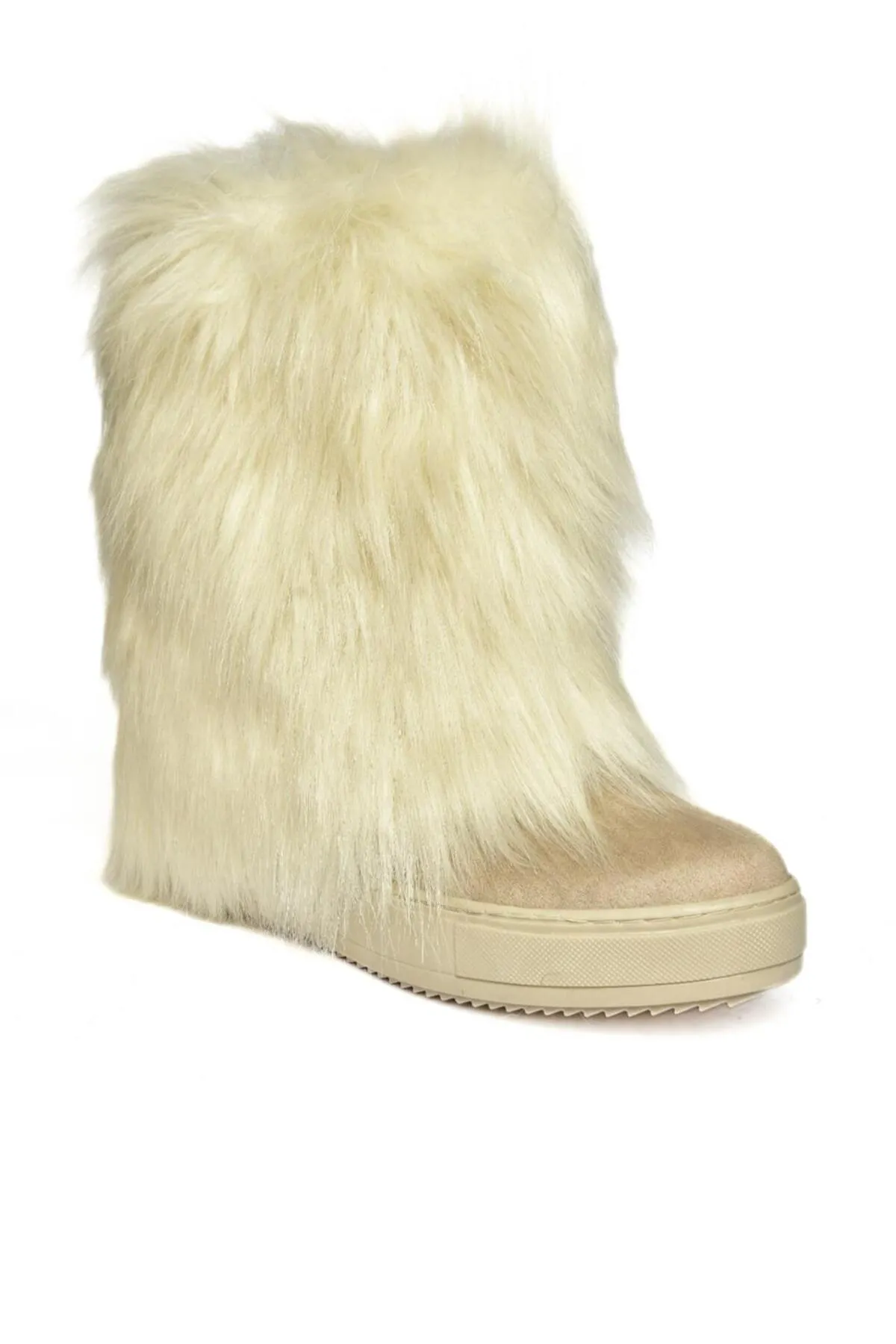 Fox Shoes  R602043002 Beige Wildleder-Damenstiefel mit Keilabsatz