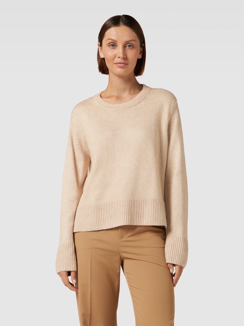 Strickpullover in melierter Optik in beige meliert