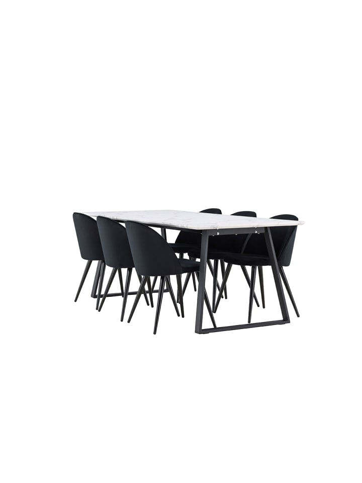 ebuy24 Essgruppe Malaga (7-teilig) Schwarz 200 x 90 cm günstig kaufen onesize