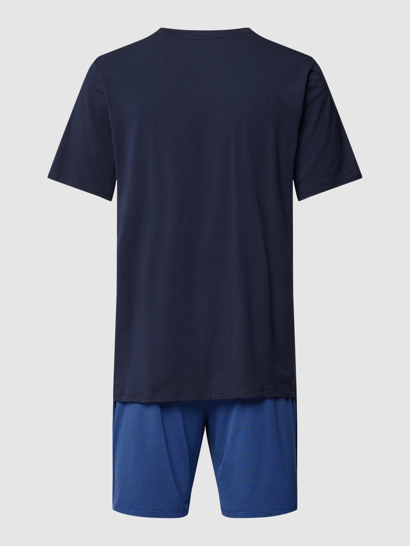 Pyjama in Two-Tone-Machart in marineblau