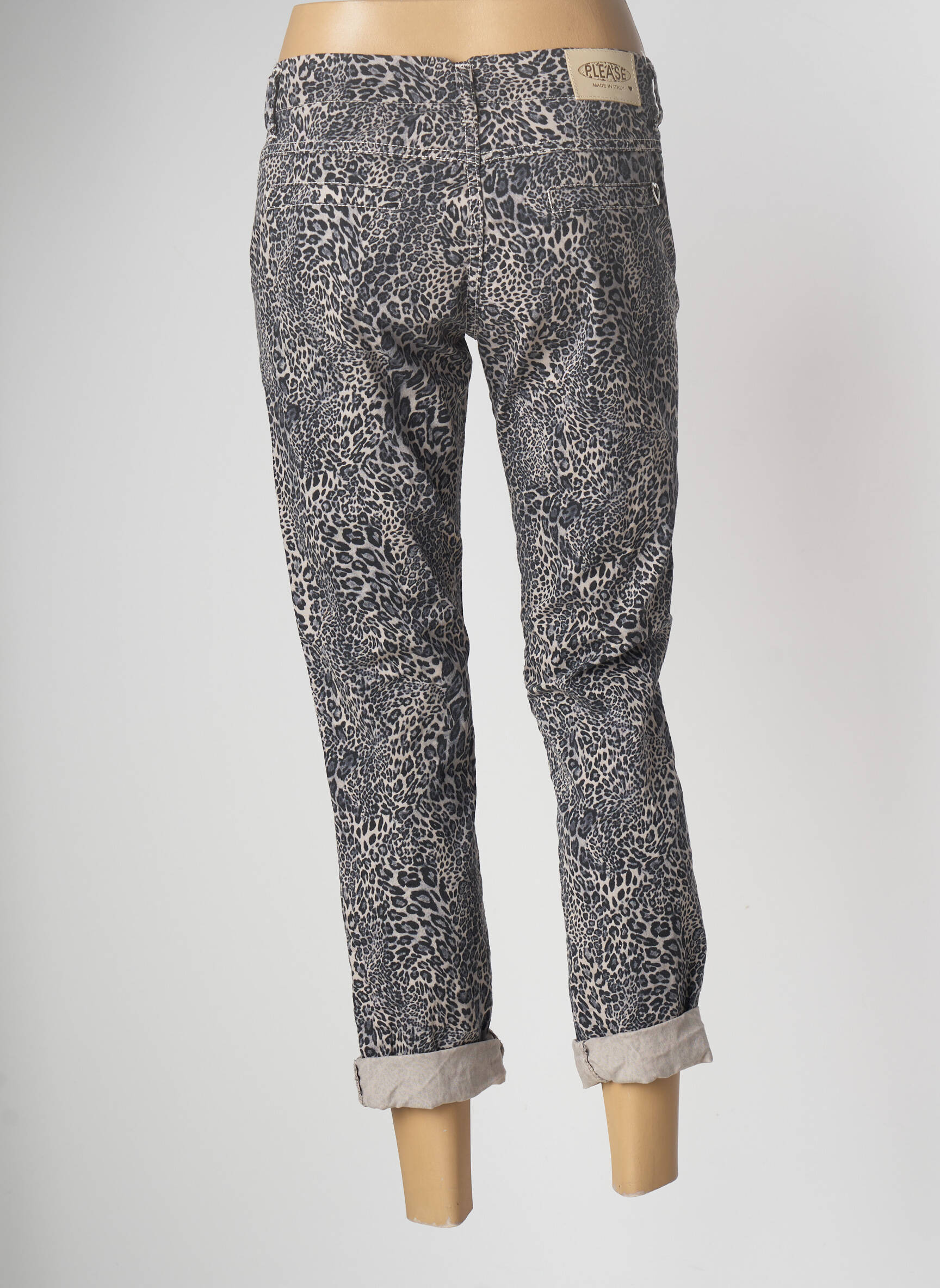 Please Jeans Coupe Droite Femme couleur gris