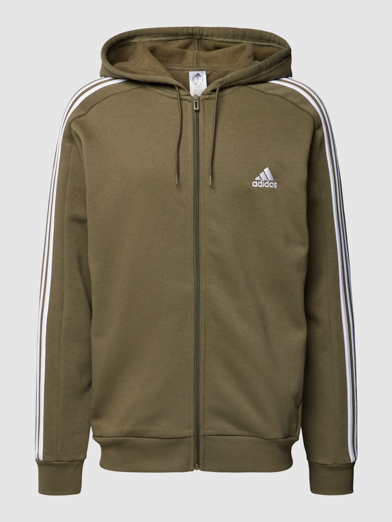 Sweatjacke mit Kapuze und Label-Stitching in olivgrün