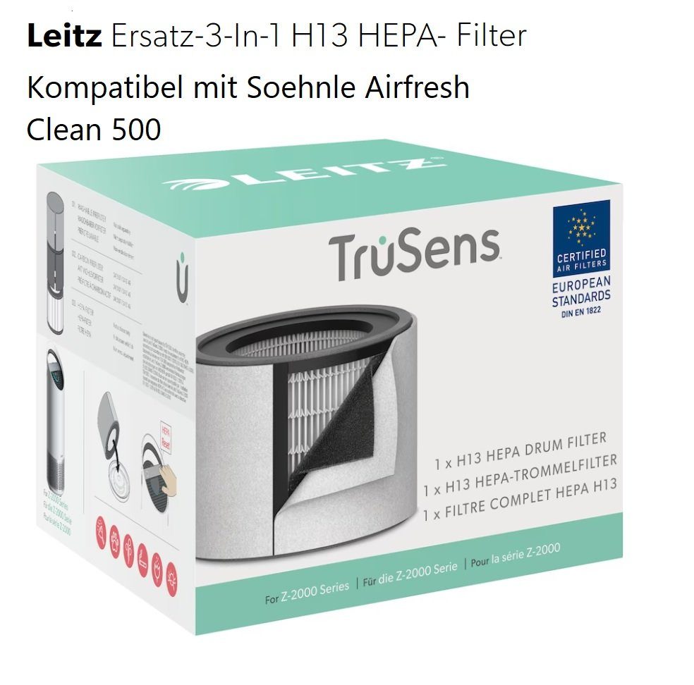 Soehnle Luftreiniger Luftreiniger Airfresh Connect 500 Bluetooth Allergiker CADR 300m³/h, für 78 m² Räume, Air Purifier Raucherzimmer Luftfilter Zuhause Timer per App Philips