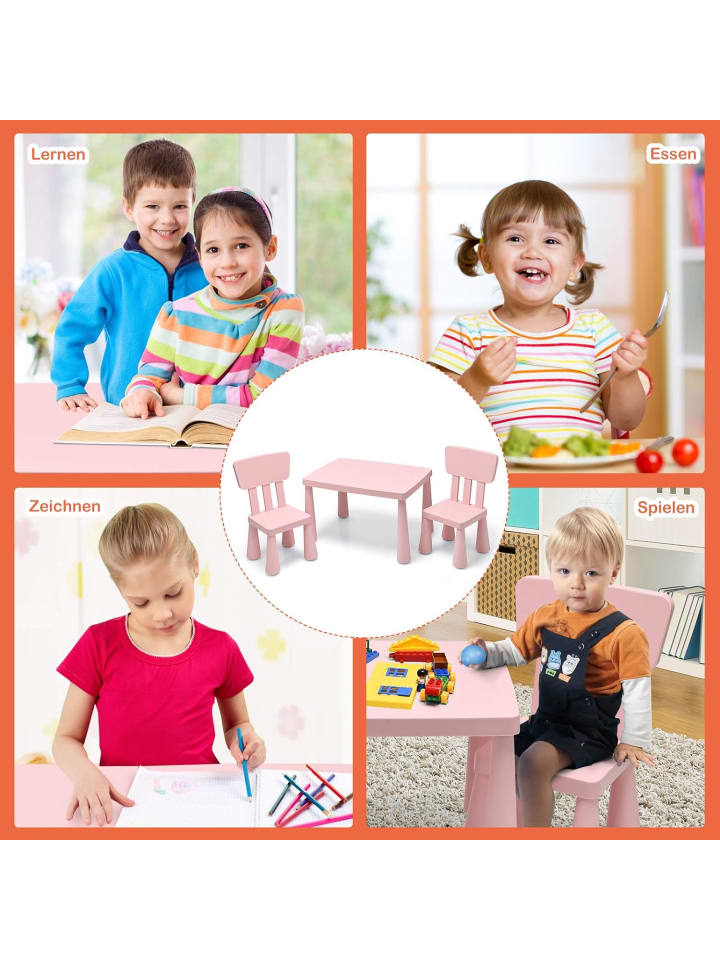 COSTWAY Sitzgruppe 3 tlg. Set in Rosa günstig kaufen 50 cm