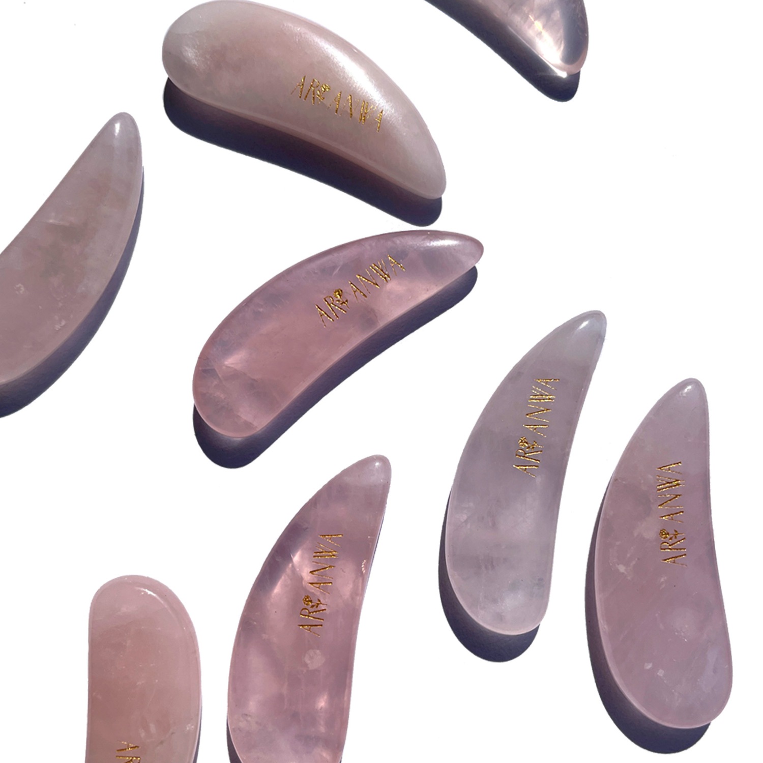 Creme-Spatel und Gesichtsmassage Tool - Rosenquarz Wing