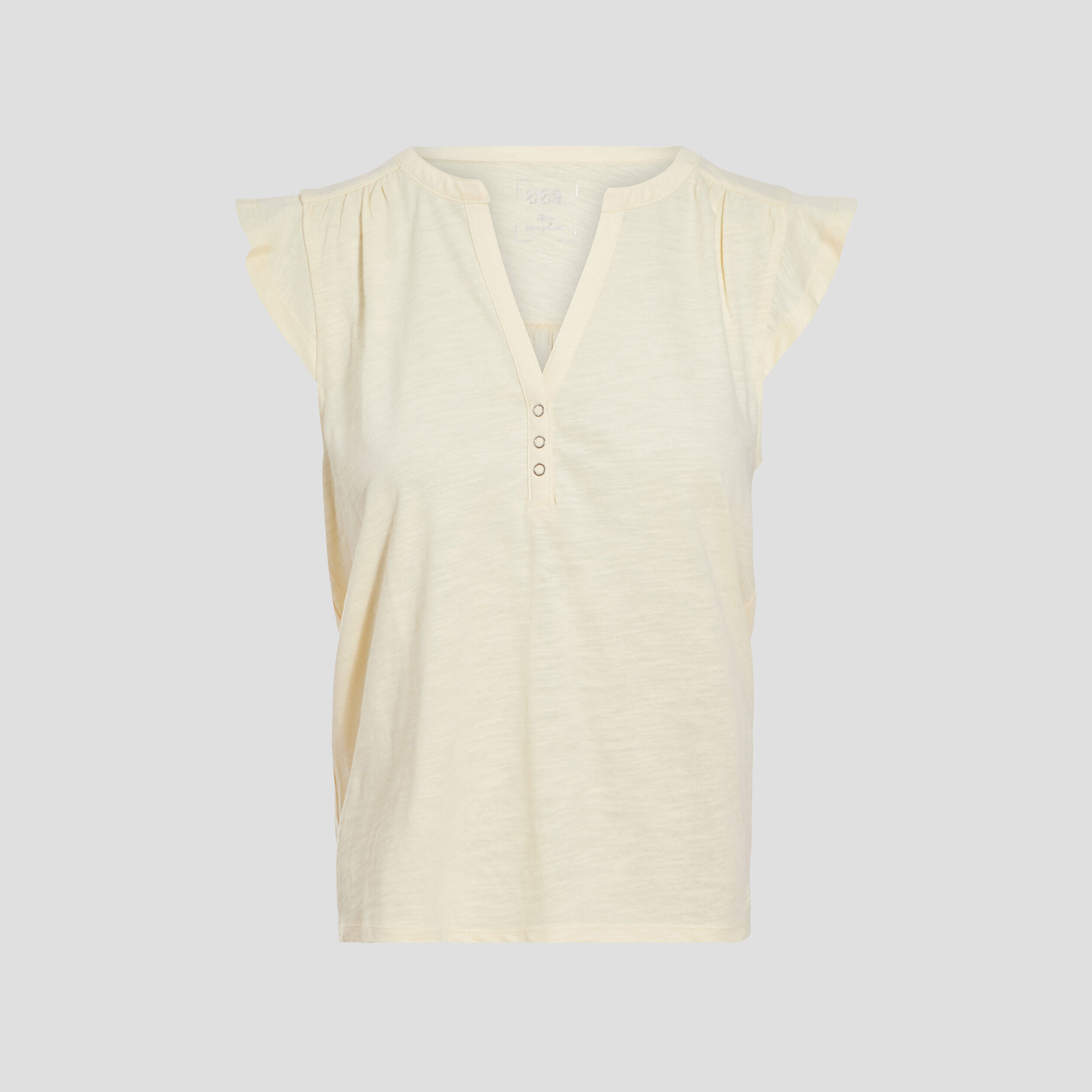 T-shirt manches courtes jaune clair femme | Cache Cache