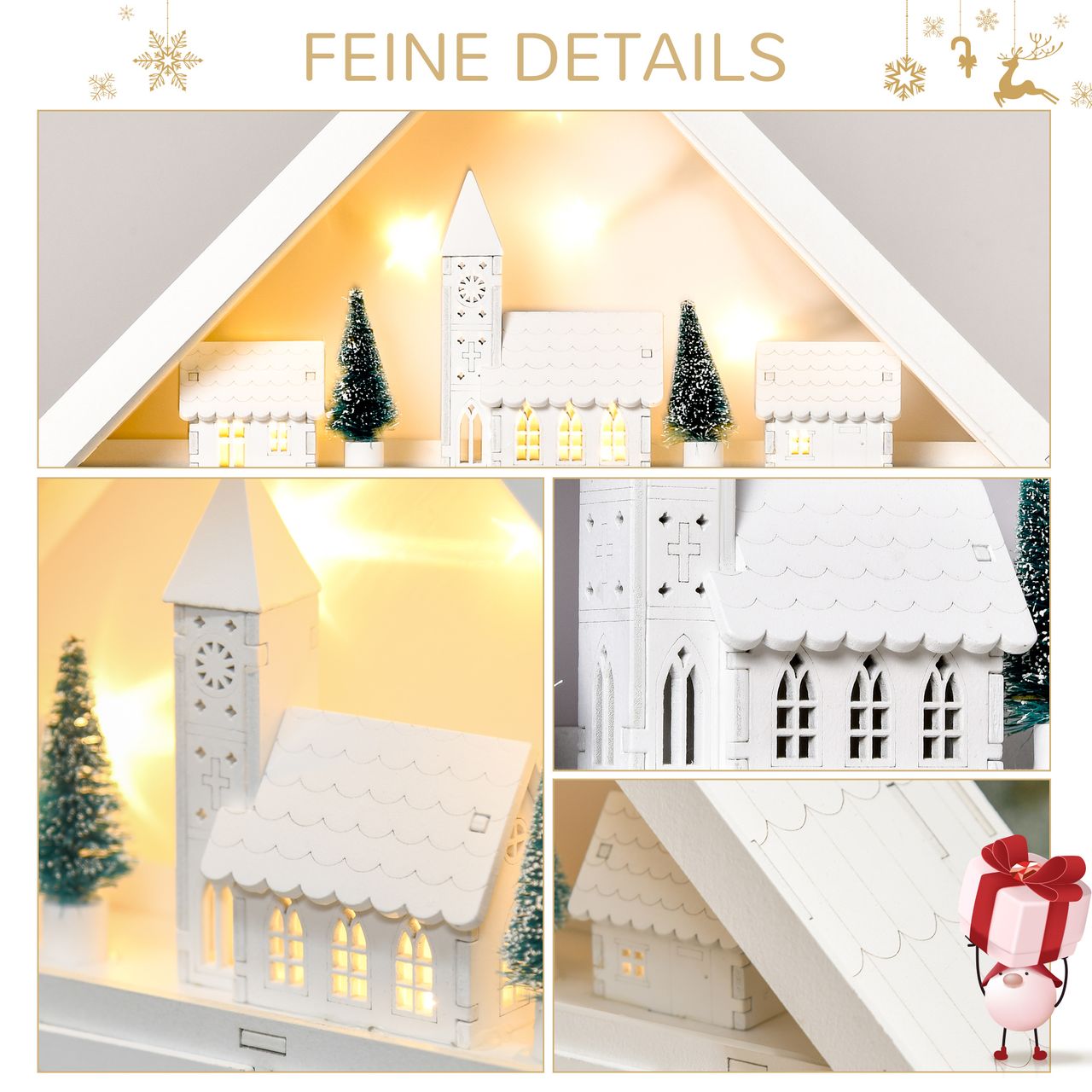 HOMCOM Adventskalender Weihnachtsdekoration 24 Schubladen LED klassisch