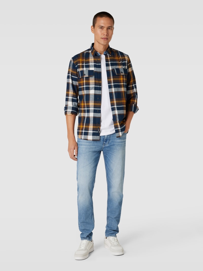 Freizeithemd mit Button-Down-Kragen in hellbraun