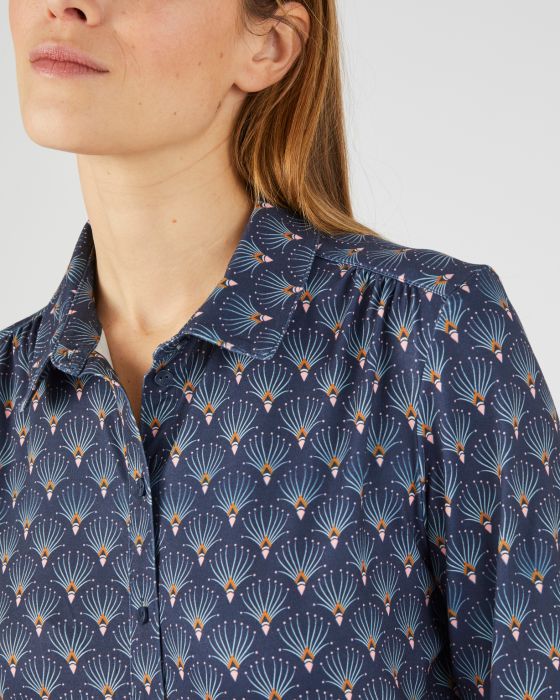 Chemisier maille chaude fleuri ou géométrique
