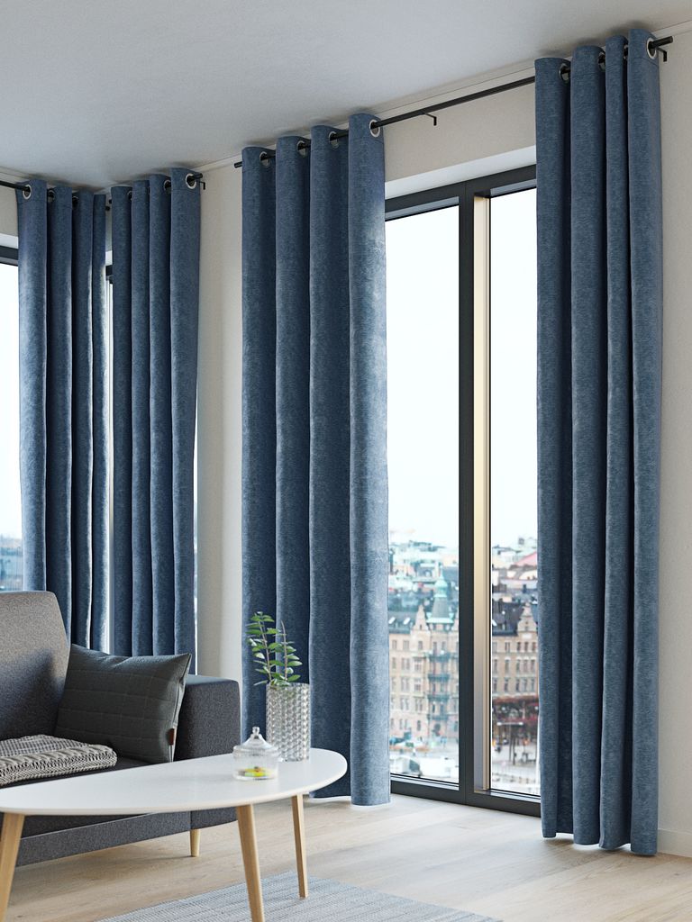 NESVATN NESVATN curtain 1x140x300cm chenille navy blue