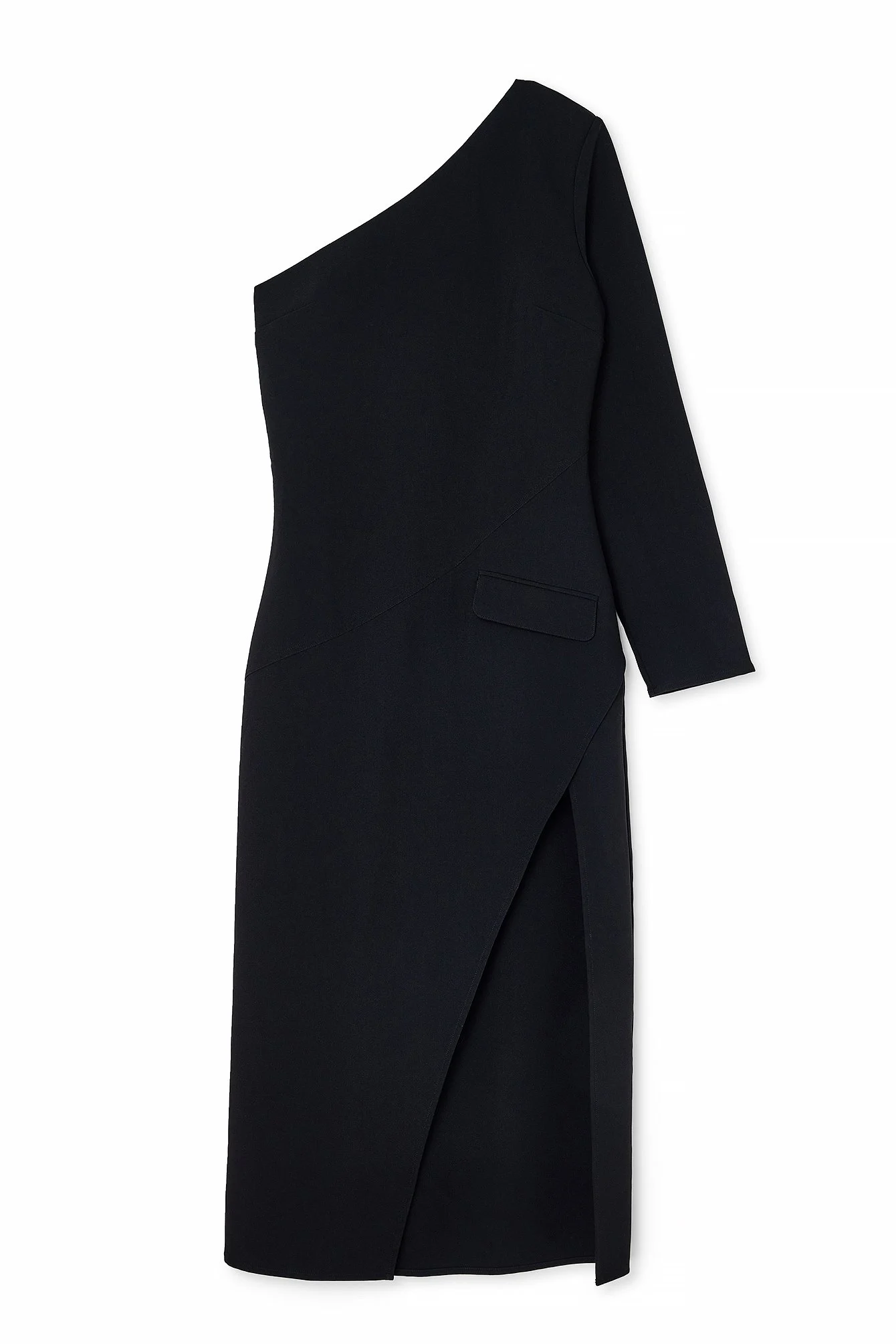 Einseitig schulterfreies Midikleid