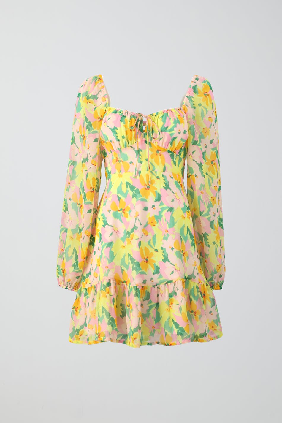 Gathered bust chiffon dress