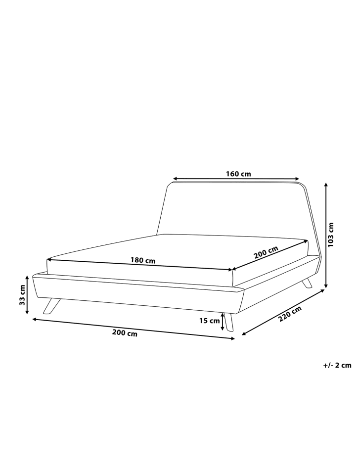 Beliani Doppelbett VIENNE in Grau/Heller Holzfarbton - (W) 200 x (H) 103 x (L) 220 cm günstig kaufen onesize