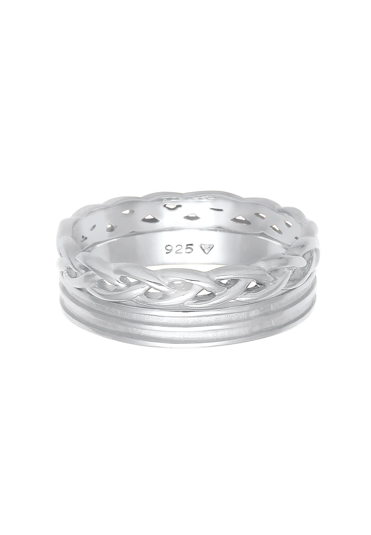 Anillo Elli Bandring básico con nudo trenzado, juego de 2 piezas, plata 925.