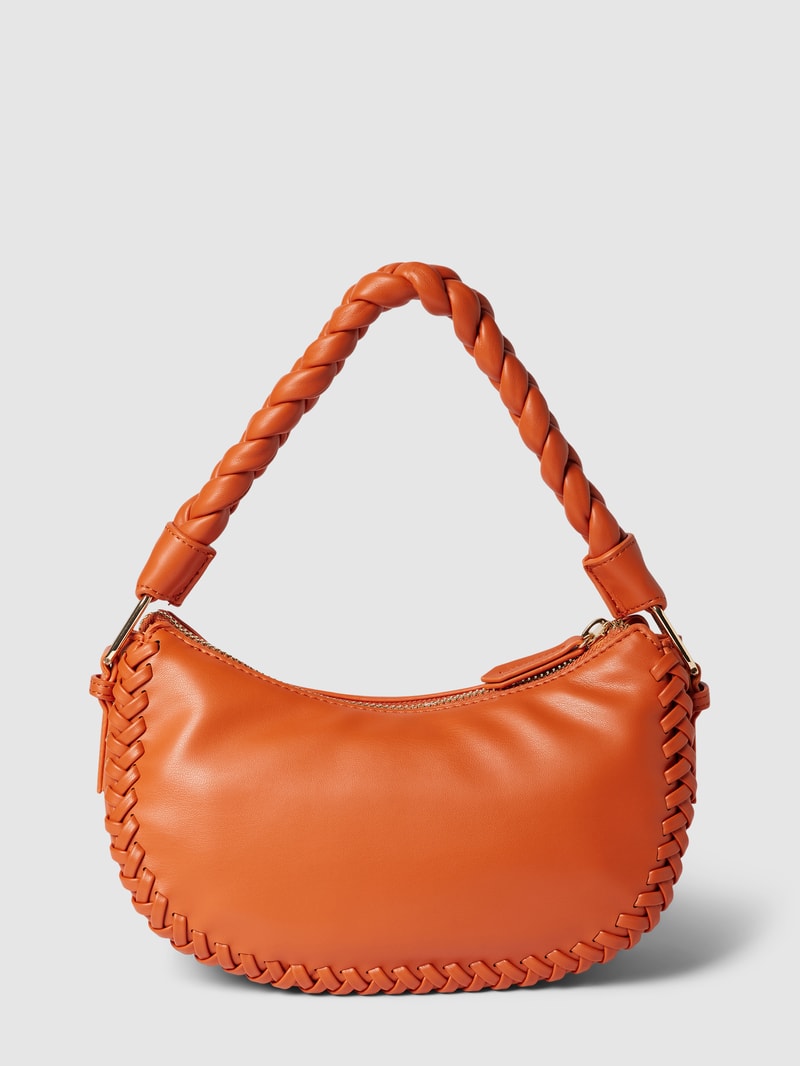 Shoulder Bag mit Flecht-Details Modell 'VARSAVIA' in dunkel orange