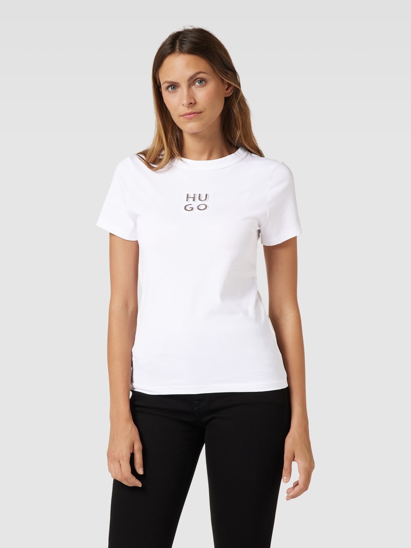 T-Shirt mit Label-Print Modell 'Classic' in weiß
