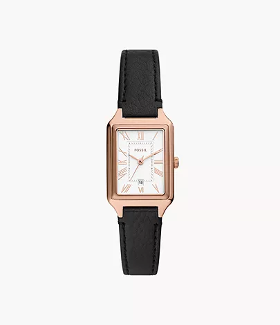 Fossil Uhr Raquel 3-Zeiger-Werk Datum LiteHide™-Leder schwarz