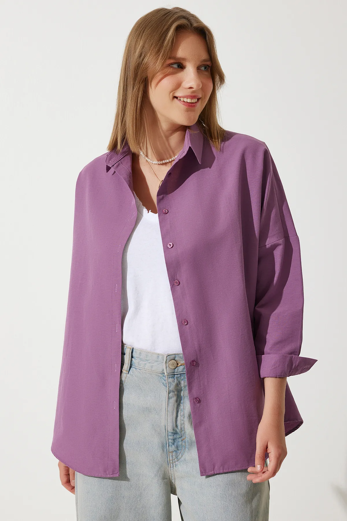 Happiness İstanbul  Hemd - Lila - Oversized
