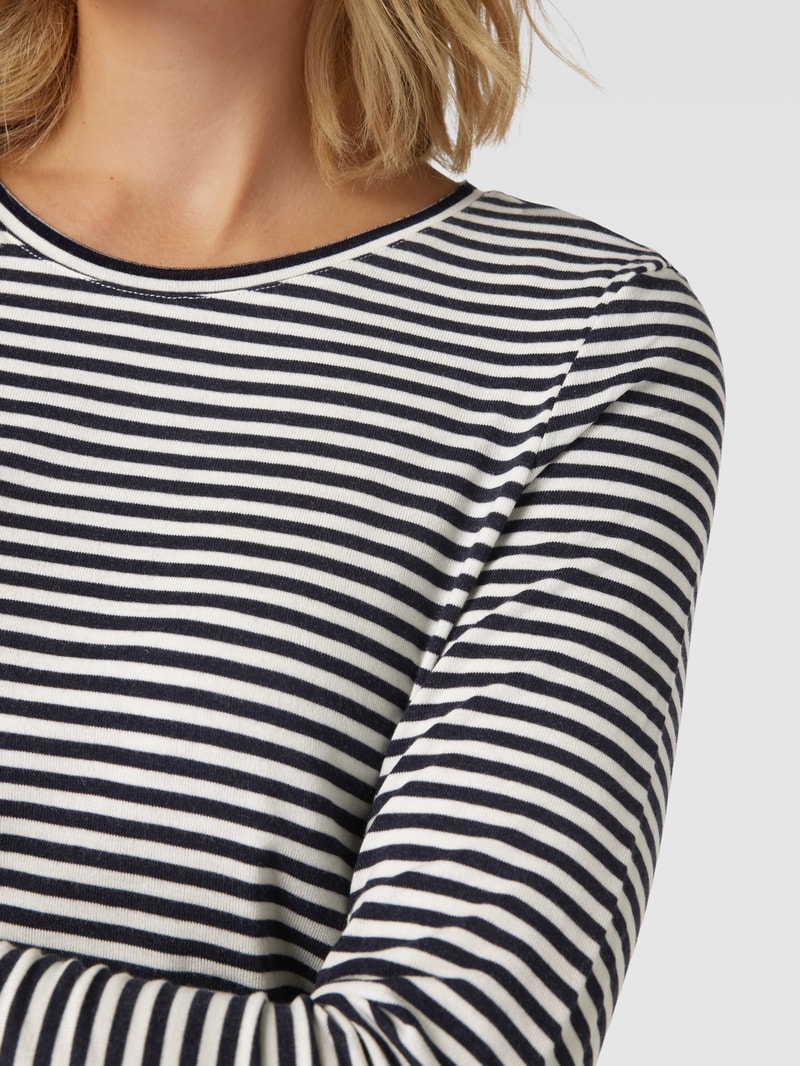 Longsleeve mit Streifenmuster und Rundhalsausschnitt in marineblau