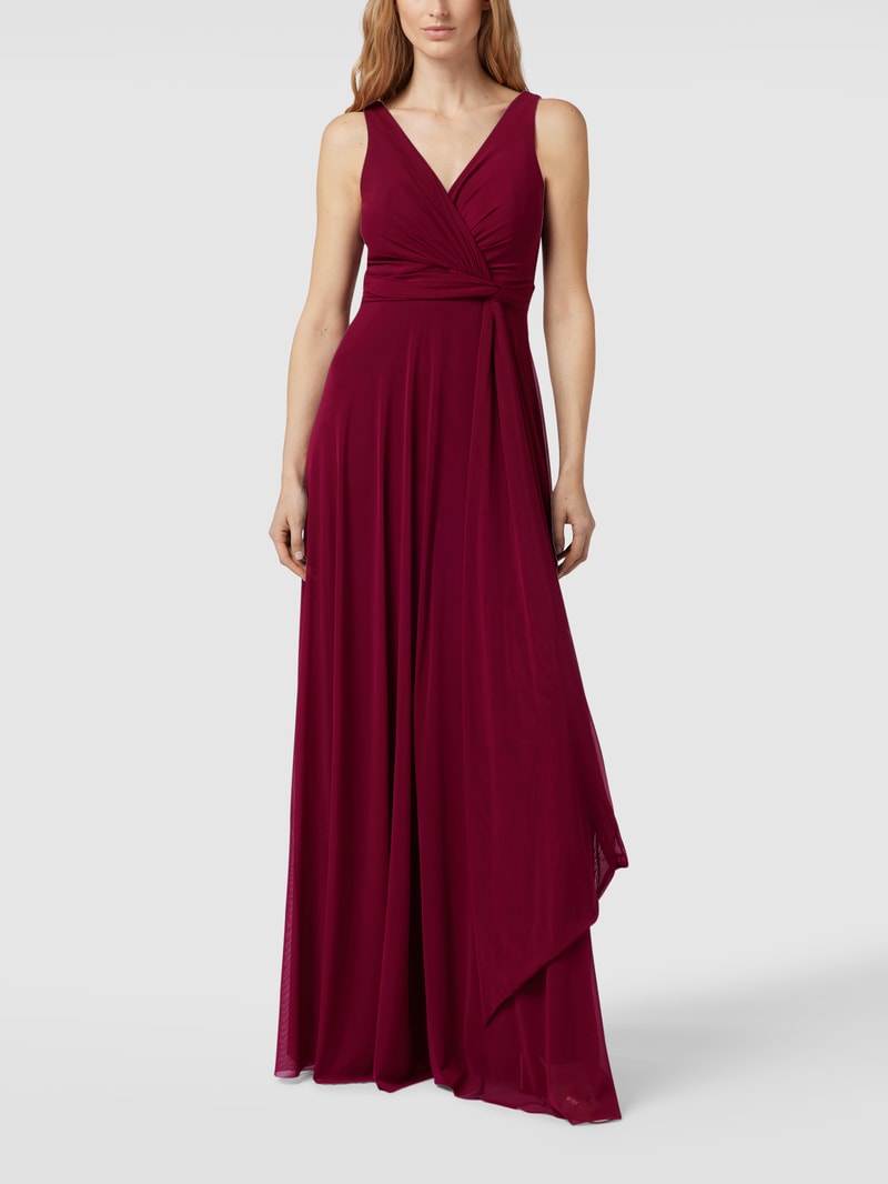 Abendkleid mit Taillenband in kirschrot